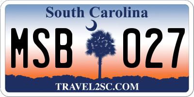 SC license plate MSB027