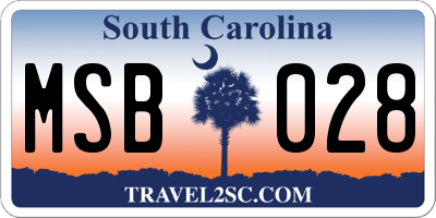 SC license plate MSB028