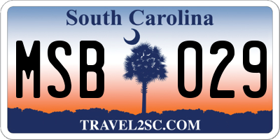 SC license plate MSB029