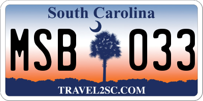 SC license plate MSB033