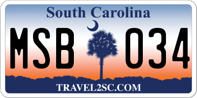 SC license plate MSB034