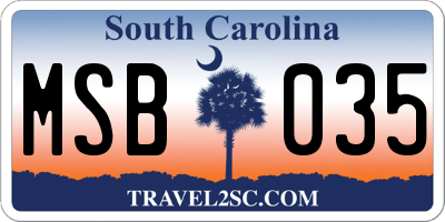 SC license plate MSB035