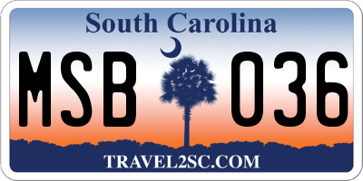 SC license plate MSB036