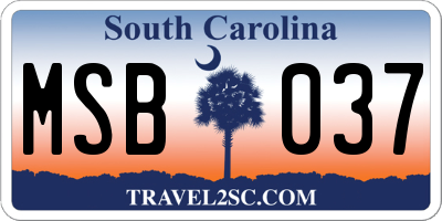 SC license plate MSB037