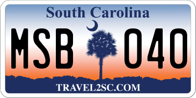 SC license plate MSB040