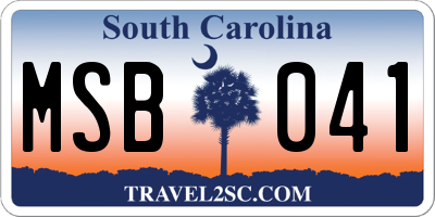 SC license plate MSB041
