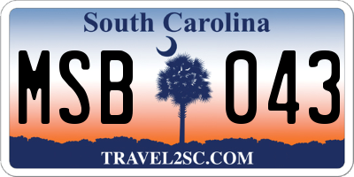 SC license plate MSB043