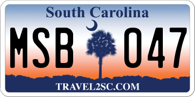 SC license plate MSB047