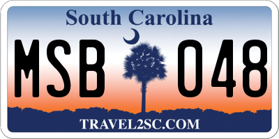 SC license plate MSB048