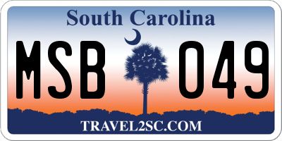 SC license plate MSB049