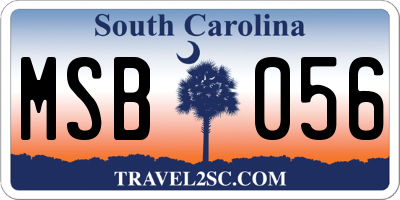 SC license plate MSB056