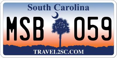 SC license plate MSB059