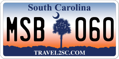 SC license plate MSB060