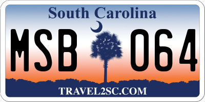 SC license plate MSB064