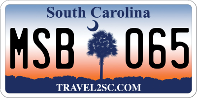 SC license plate MSB065
