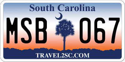 SC license plate MSB067