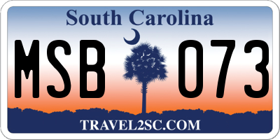 SC license plate MSB073