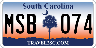SC license plate MSB074