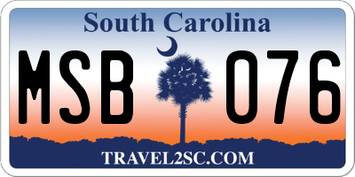 SC license plate MSB076