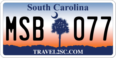 SC license plate MSB077