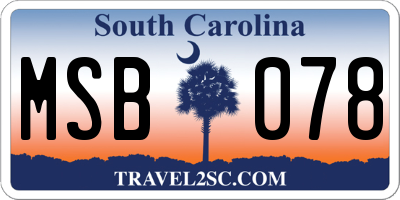 SC license plate MSB078
