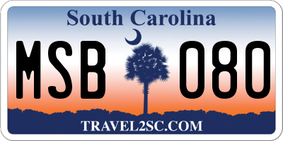 SC license plate MSB080