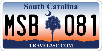 SC license plate MSB081