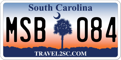 SC license plate MSB084