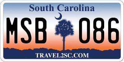 SC license plate MSB086