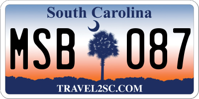 SC license plate MSB087