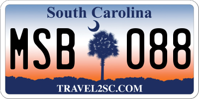 SC license plate MSB088