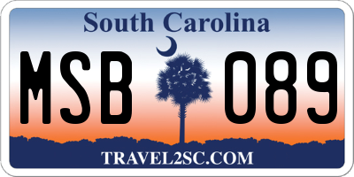 SC license plate MSB089
