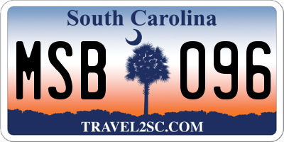 SC license plate MSB096