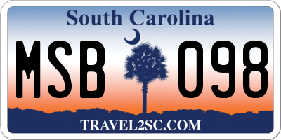 SC license plate MSB098