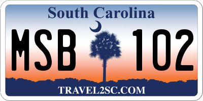 SC license plate MSB102