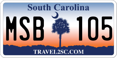 SC license plate MSB105