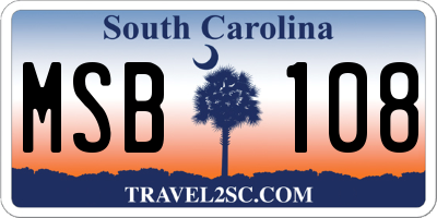 SC license plate MSB108
