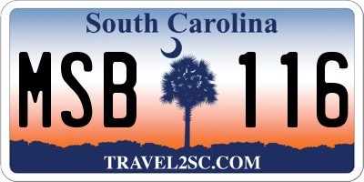 SC license plate MSB116