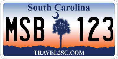SC license plate MSB123
