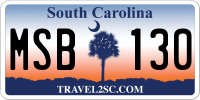 SC license plate MSB130