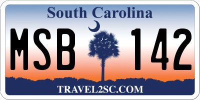 SC license plate MSB142