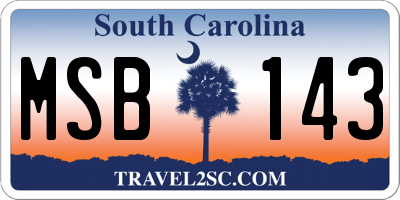 SC license plate MSB143