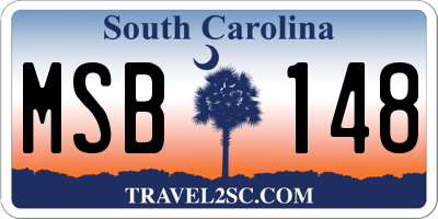 SC license plate MSB148
