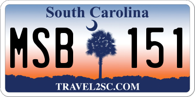 SC license plate MSB151