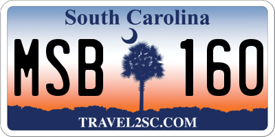 SC license plate MSB160
