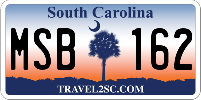 SC license plate MSB162