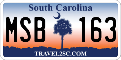 SC license plate MSB163