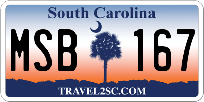 SC license plate MSB167