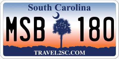 SC license plate MSB180