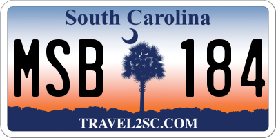 SC license plate MSB184